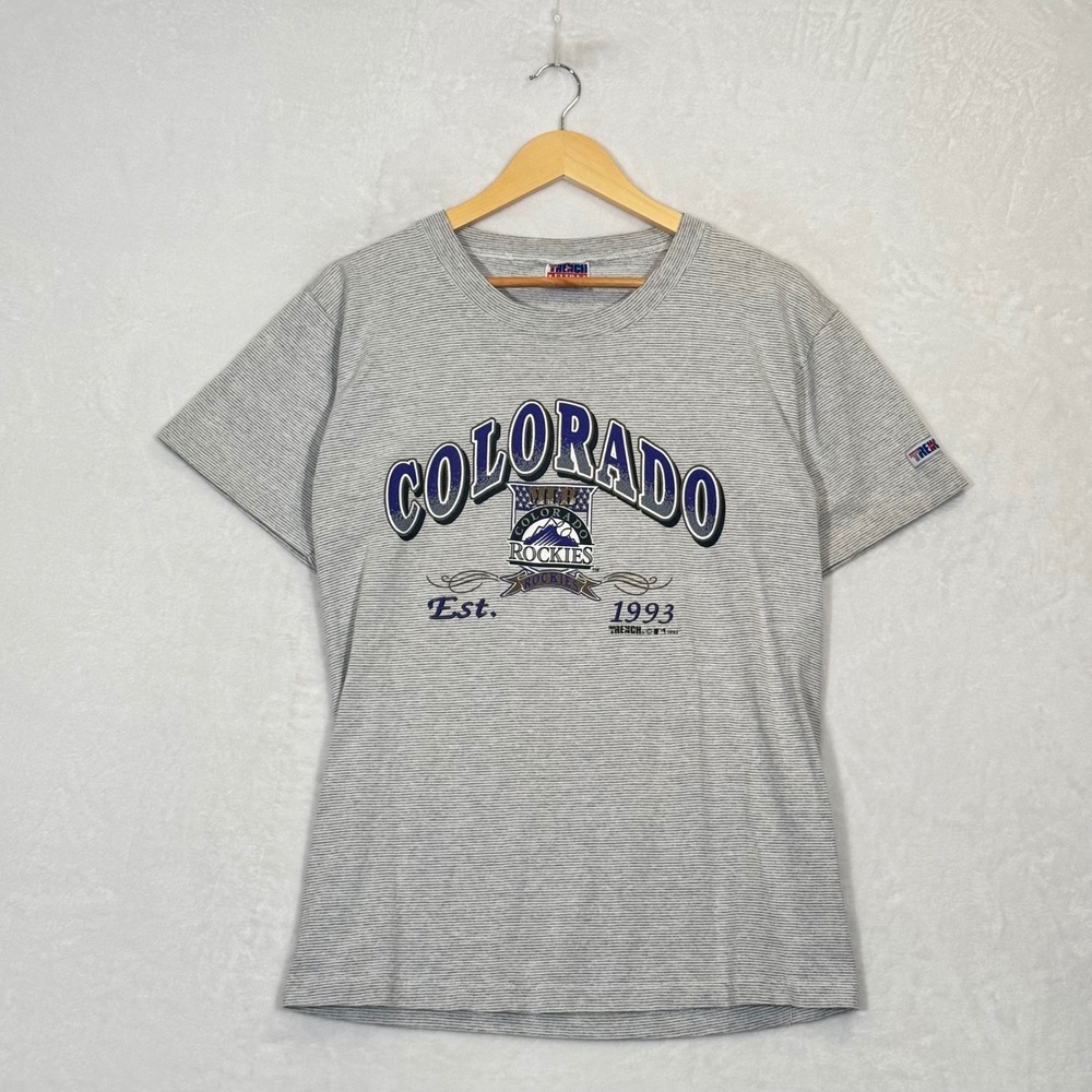 Vintage 90s Trench Grey Colorado Rockies MLB Inaugural Season T-Shirt Medium